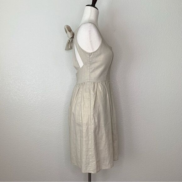 Judith March Linen Blend Square neck Bow Back Metallic Dress - Picture 6 of 13